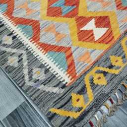 Tribal Kilim Rug, Handmade Artisan Afghan Turkish Scandinavian Navajo Bohemian Flatweave Wool Rug 116x77 cm - thumbnail 3