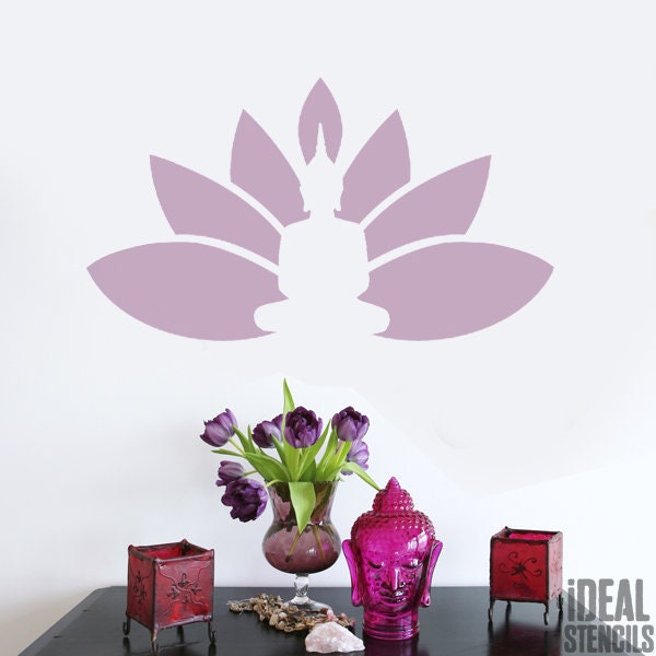 Buddha Lotus Stencil Reusable Yoga Decor, Paint Walls & Furniture - image 1