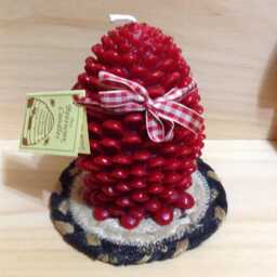 Scented Cranberry Jumbo Red Pinecone. Beeswax Pillar Candle 5-1/4 Inches Tall X 3 Inches - thumbnail 3
