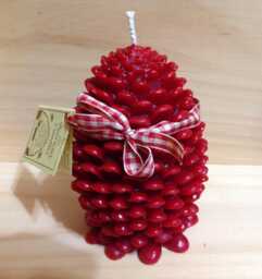 Scented Cranberry Jumbo Red Pinecone. Beeswax Pillar Candle 5-1/4 Inches Tall X 3 Inches - thumbnail 1