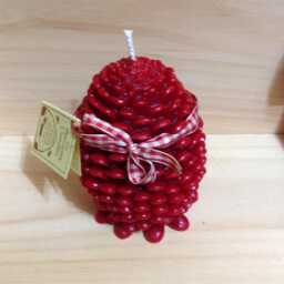 Scented Cranberry Jumbo Red Pinecone. Beeswax Pillar Candle 5-1/4 Inches Tall X 3 Inches - thumbnail 2