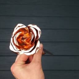 Copper Anniversary Gift, Copper Rose, 7 Years Anniversary, Gifts, 7Th Gift For Her, Forged - thumbnail 2