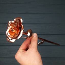 Copper Anniversary Gift, Copper Rose, 7 Years Anniversary, Gifts, 7Th Gift For Her, Forged - thumbnail 3