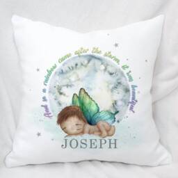 Personalised Angel Baby Cushion, Nursery Decor, Welcome To The World - thumbnail 3