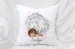 Personalised Angel Baby Cushion, Nursery Decor, Welcome To The World - thumbnail 1