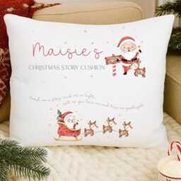 Personalised Christmas Pocket Cushion Cover - Santa Story Pillow Kids Xmas Book Custom Eve Pillowcase - thumbnail 1