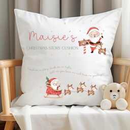 Personalised Christmas Pocket Cushion Cover - Santa Story Pillow Kids Xmas Book Custom Eve Pillowcase - thumbnail 2