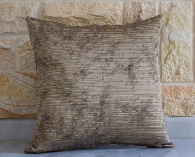 "Gold Pillow, Decorative Cover, Anaglyph Stripes, Cloudy Shadows, Antique Look, Sizes 18x18"", 15x15" - image 1