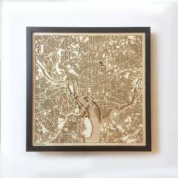 Laser Cut Wood Map Of Washington - Framed 3D City Streets Art - thumbnail 1