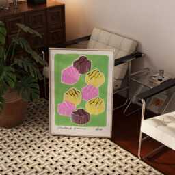 Fondant Fancies Painting Art Print/Hand Painted Abstract Cake Green Colourful - thumbnail 3