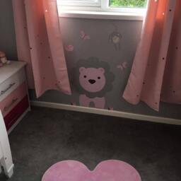 Safari Decals, Cerise Pink & Grey Nursery Decor. Elephant, Giraffe, Lion, Monkeys Woodland Owls. Girls Wall Stickers, White Tree Mural - thumbnail 3