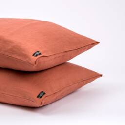 Burnt Orange Linen Pillowcase, Stonewashed Pillow Sham - thumbnail 4