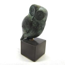 Athena Bronze Owl, Metal Art Sculpture On Marble - thumbnail 3