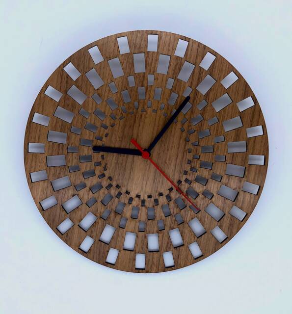 Walnut Modern Rectangles Laser Cut Wood Clock - image 1