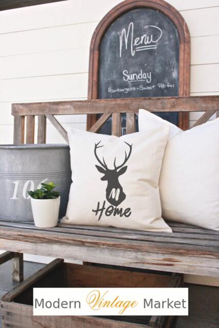 Custom Pillow Covers, Initials Pillows, Antler Pillow, Fall Pillow, Deer Pillow, Monogrammed Cover, Monogram Pillow, Custom Pillow, Antlers - image 1