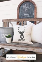 Custom Pillow Covers, Initials Pillows, Antler Pillow, Fall Pillow, Deer Pillow, Monogrammed Cover, Monogram Pillow, Custom Pillow, Antlers - thumbnail 1