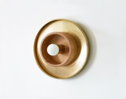 Flush Mount Brass & Maple Modern Fixture Light Bedside Lamp Dining Room Powder Lighting Hallway Lights - thumbnail 1