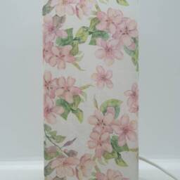 Decoupaged Cherry Blossom Table Lamp Frosted Glass Handmade Home Decor - thumbnail 2