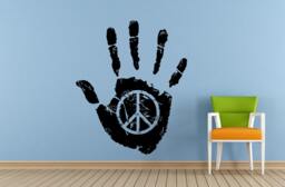 Peace Sign On Hand Palm Hipster Gesture Wall Or Car Vinyl Peal & Stick Removable Sticker Decal L1591 - thumbnail 1