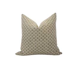 Sana -- Set Of 2-22x22 Floral Block Print Linen Pillow Cover Neutral Designer Cottage Style Modern - thumbnail 1