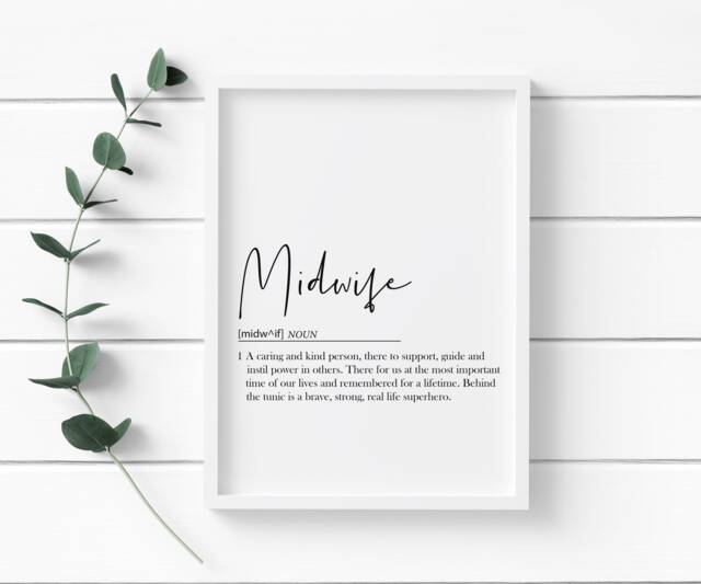 Midwife Definition Print - Printed Onto Thick 220Gsm Premium Finish Paper - A5, A4 & A3 Sizes Available - image 1