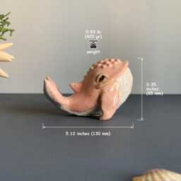 Pink Ceramic Whale Handmade Figurine Large Ocean Fish For Gift - thumbnail 2
