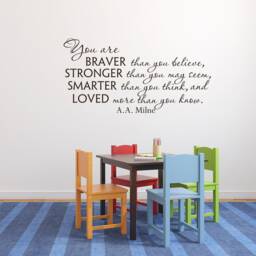 Braver Than You Believe Wall Decal A.a. Milne Quote - Nursery & Playroom Vinyl Lettering Art Q314 - thumbnail 4