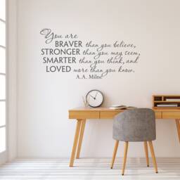 Braver Than You Believe Wall Decal A.a. Milne Quote - Nursery & Playroom Vinyl Lettering Art Q314 - thumbnail 1