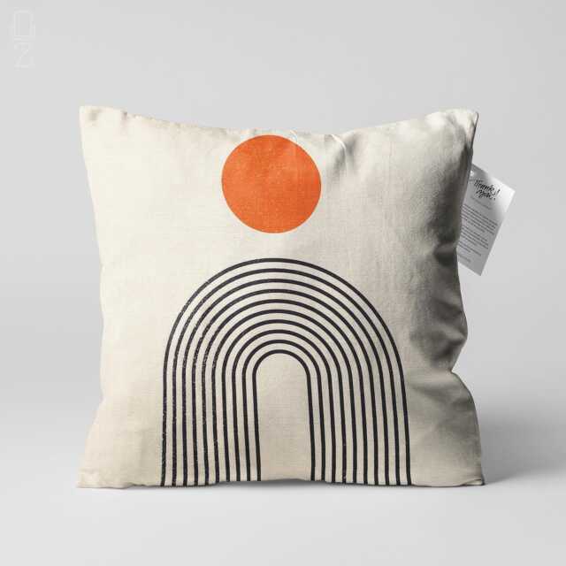 Bauhaus Pillow Cover With Beige, Orange & Black Colours - image 1