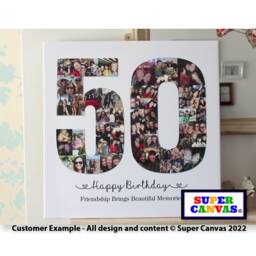 50Th Birthday Custom Picture Photo Display Board Number Collage Framed Canvas Print Gift For Mum Dad Son Daughter Friend Gift - thumbnail 3