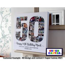 50Th Birthday Custom Picture Photo Display Board Number Collage Framed Canvas Print Gift For Mum Dad Son Daughter Friend Gift - thumbnail 2