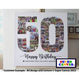 50Th Birthday Custom Picture Photo Display Board Number Collage Framed Canvas Print Gift For Mum Dad Son Daughter Friend Gift - thumbnail 4