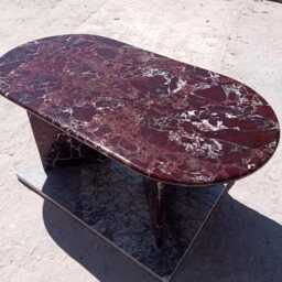 Handcrafted Rosso Levanto Marble Coffee Table, Natural Stone Oval Modern Minimalist Accent, Custom Furniture - thumbnail 3