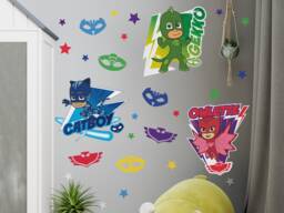 Pj Masks & Stars Wall Sticker, Decal, Pj Themed Bedroom, Masks Room