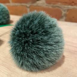 Faux Fur Christmas Tree Ornament Blue Spruce Pom Poms, Set Of 6 - thumbnail 3