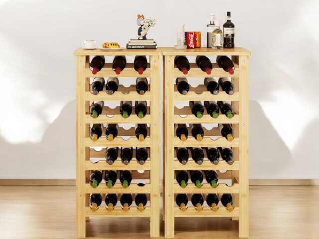 Bamboo Wine Rack 7-Tier, 27-Bottle Storage Shelves - image 1