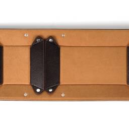 Leather Catchall - Desk Organizer Card Holder Pen Office Tray With Compartments Brown - thumbnail 3