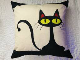Black Cat Print, Decorative Pillow Covers - thumbnail 1