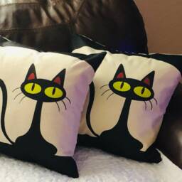 Black Cat Print, Decorative Pillow Covers - thumbnail 4