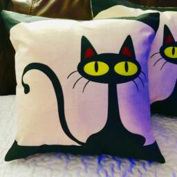 Black Cat Print, Decorative Pillow Covers - thumbnail 2