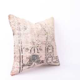 Vintage Turkish Kilim Pillow Cover Handwoven Wool Cushion - 16x16 - thumbnail 3