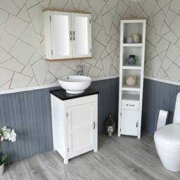 Cloakroom Bathroom Vanity Unit Black Quartz Stone Ceramic Wash Basin 308Pbqcbc - thumbnail 3
