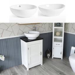 Cloakroom Bathroom Vanity Unit Black Quartz Stone Ceramic Wash Basin 308Pbqcbc - thumbnail 1