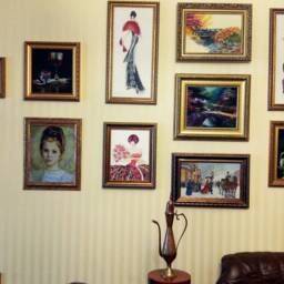 Finished Cross Stitch Art Girl With Fan, Framed Wall Decor - thumbnail 4