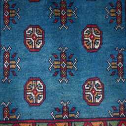 3x10 Ft Blue Runner Rug, Turkmen Handmade Plush Wool Afghan Oriental Tribal Bukhara Hallway Runner, Kitchen Rug - thumbnail 4