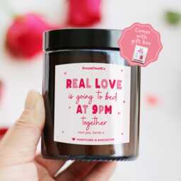 Fifth Tenth Anniversary Gift For Her Him Husband Wife - Valentine's Real Love Bed At 9Pm Personalized Candle - thumbnail 1