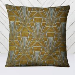 Large Art Deco Cushion, Pillow Cover, Yellow Velvet Single Or Double Sided Gatsby, 19 Inch Square - thumbnail 1