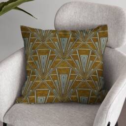 Large Art Deco Cushion, Pillow Cover, Yellow Velvet Single Or Double Sided Gatsby, 19 Inch Square - thumbnail 2