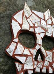 Horned Skull Antique Broken China Mosaic Wall Art Decor Day Of Dead Sugar Dishfunctional Designs - thumbnail 3