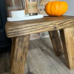 Rustic Wooden Stool Farmhouse Cottage Decor Bench, Milking Chair - thumbnail 3